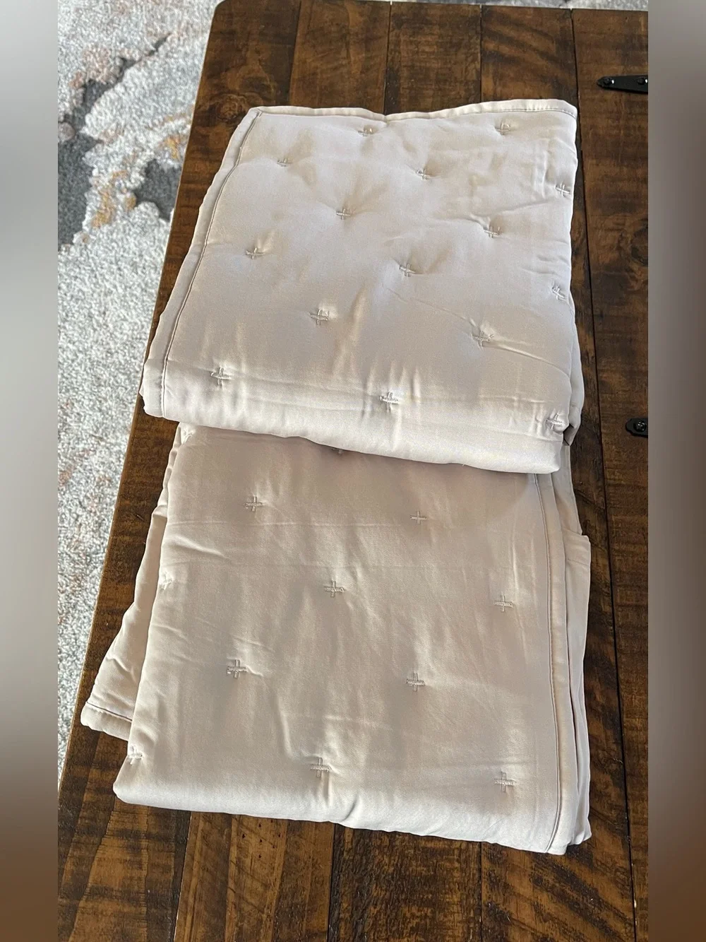 NWOT Quince Organic Bamboo Dream Quilted Sham Set, Standard (Sand)